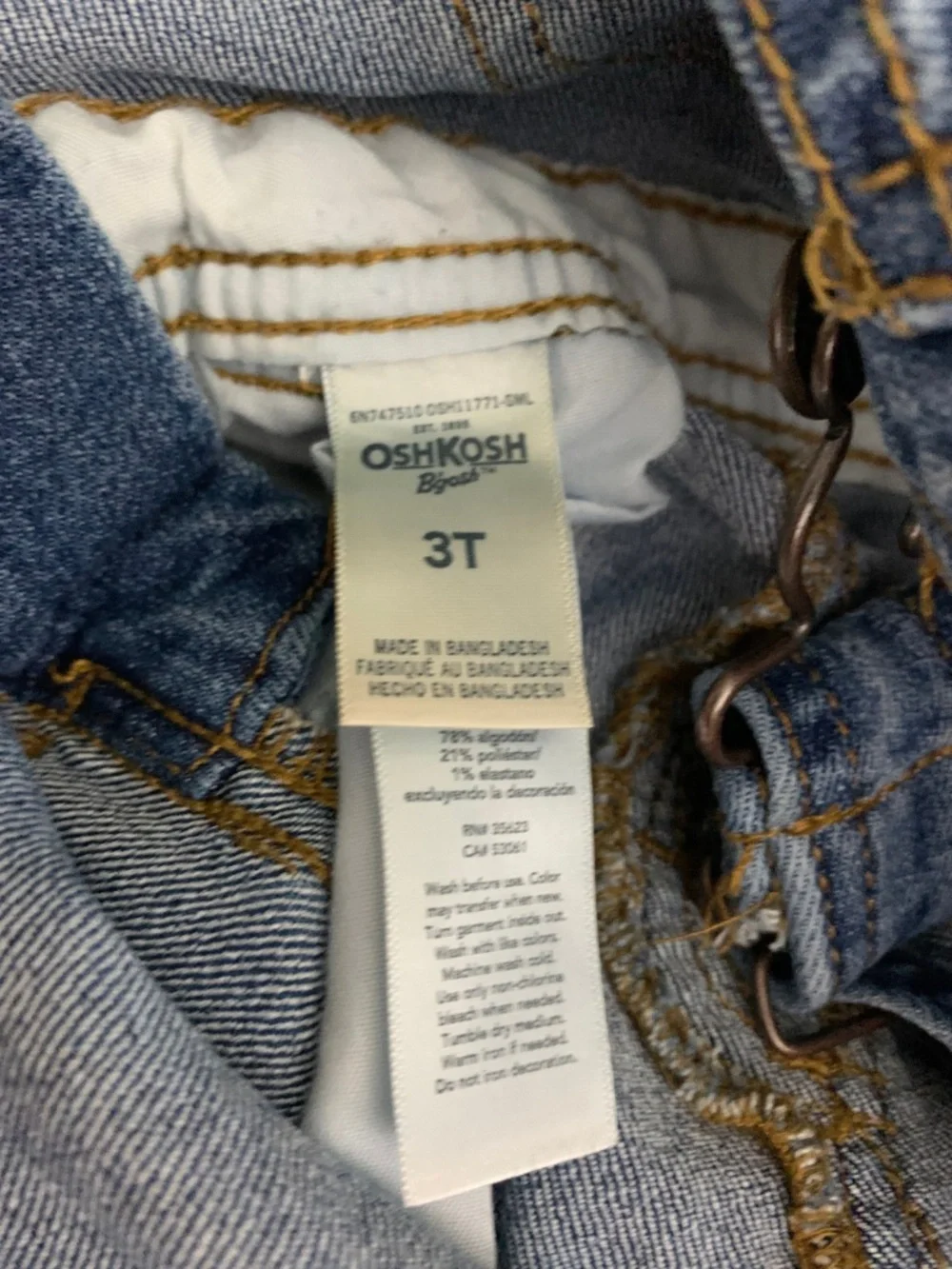 OshKosh B'gosh Dark Blue Denim Overalls Kids 3T Retro Preppy